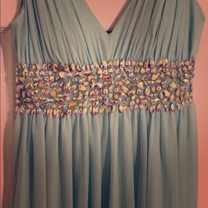 Long formal aquamarine dress